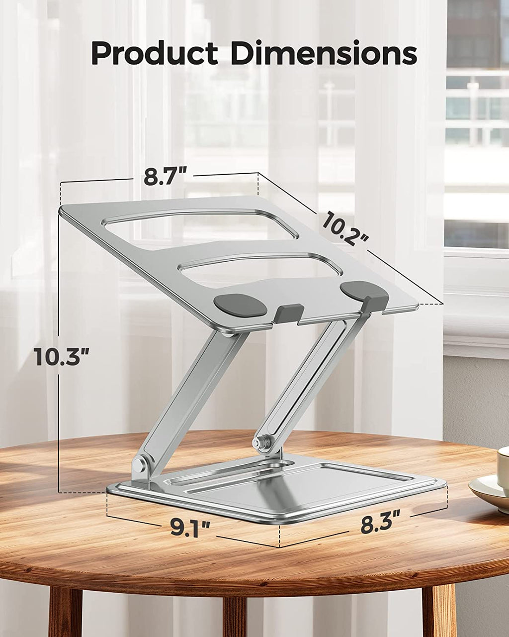 Adjustable Laptop Stand, Portable Riser for 17.3Inch Laptops, Adjustment for Desk, Holds up to 17.6Lbs Notebook - Sliver